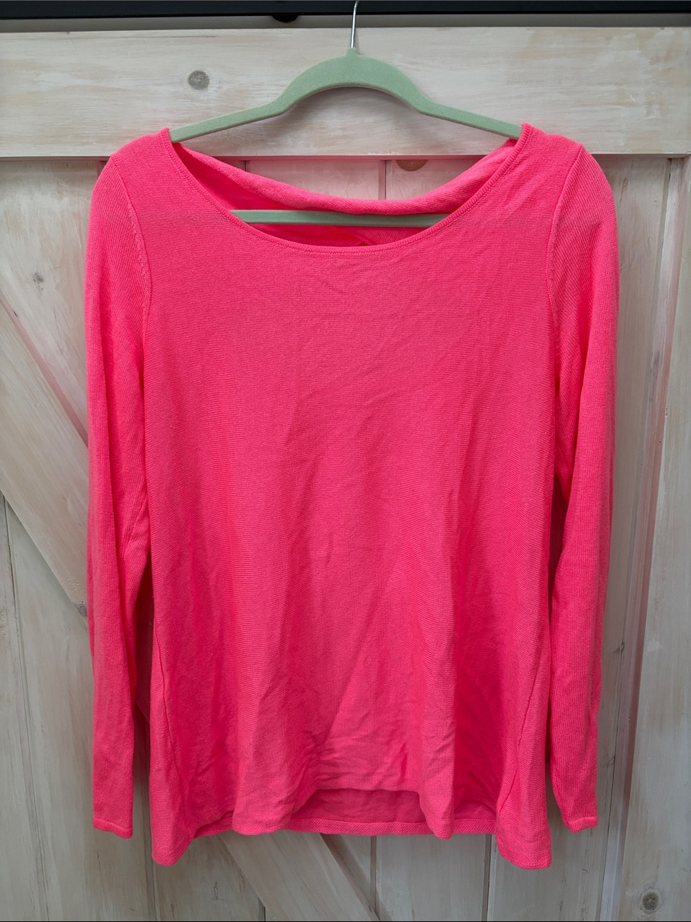 Lilly Pulitzer Bright Pink Long Sleeve Boatneck Top with open detail in back